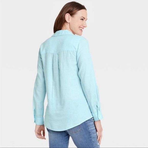 FINAL PRICE NWT Isabel Maternity Long Sleeve Collared Shirt - Picture 2 of 3